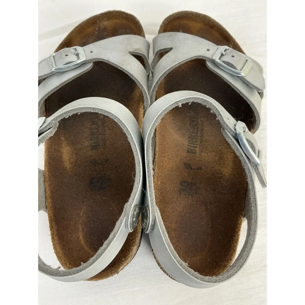 Silver Birkenstocks Rio size 30 Kids Size 12